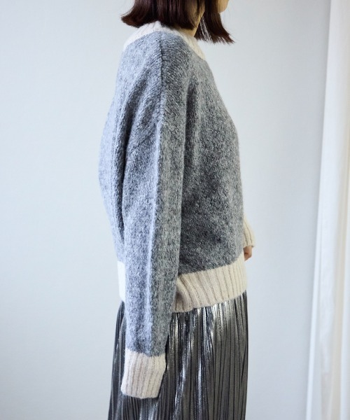 TRIANGLE PALETTE(トライアングルパレット)の「ミックスヤーン配色ニット(ニット/セーター・レディース・ピンク/イエロー/ライトグリーン/ブルー/ベージュ/グレー・FREE)」の14枚目の写真