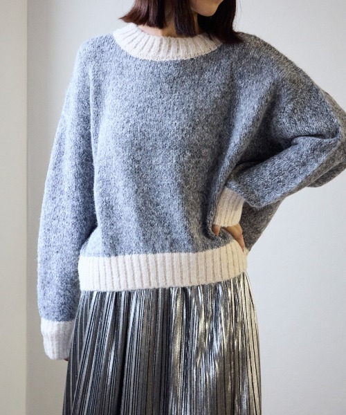 TRIANGLE PALETTE(トライアングルパレット)の「ミックスヤーン配色ニット(ニット/セーター・レディース・ピンク/イエロー/ライトグリーン/ブルー/ベージュ/グレー・FREE)」の12枚目の写真