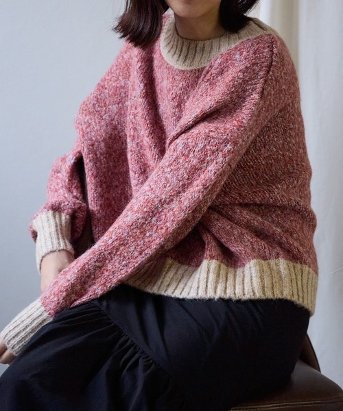 TRIANGLE PALETTE(トライアングルパレット)の「ミックスヤーン配色ニット(ニット/セーター・レディース・ピンク/イエロー/ライトグリーン/ブルー/ベージュ/グレー・FREE)」の8枚目の写真