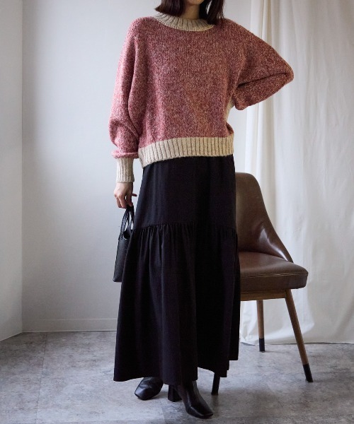 TRIANGLE PALETTE(トライアングルパレット)の「ミックスヤーン配色ニット(ニット/セーター・レディース・ピンク/イエロー/ライトグリーン/ブルー/ベージュ/グレー・FREE)」の11枚目の写真