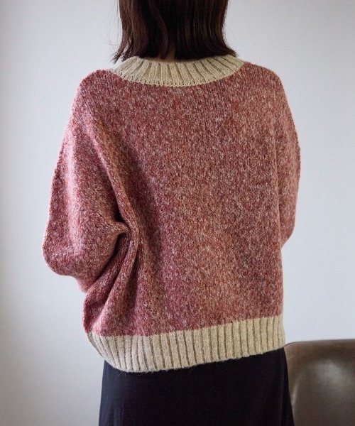 TRIANGLE PALETTE(トライアングルパレット)の「ミックスヤーン配色ニット(ニット/セーター・レディース・ピンク/イエロー/ライトグリーン/ブルー/ベージュ/グレー・FREE)」の10枚目の写真