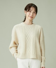 Pitta Re:) | ラム混ケーブルニット バックスリットプルオーバー(ニット/セーター)