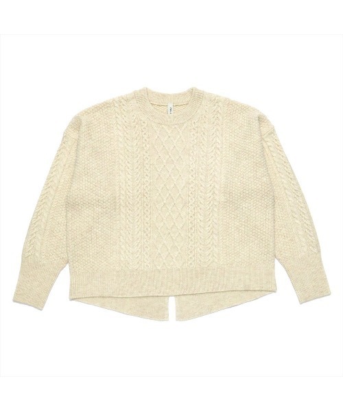 Pitta Re:)（ピッタリ）の「ラム混ケーブルニット バックスリットプルオーバー（ニット/セーター・レディース・ターコイズブルー/グレイッシュベージュ・M/L）」の6枚目の写真