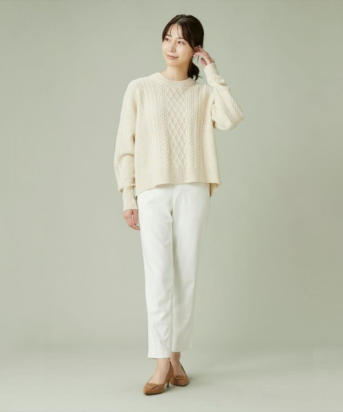 Pitta Re:)（ピッタリ）の「ラム混ケーブルニット バックスリットプルオーバー（ニット/セーター・レディース・ターコイズブルー/グレイッシュベージュ・M/L）」の3枚目の写真