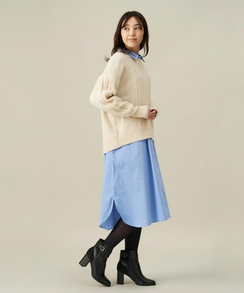 Pitta Re:)（ピッタリ）の「ラム混ケーブルニット バックスリットプルオーバー（ニット/セーター・レディース・ターコイズブルー/グレイッシュベージュ・M/L）」の18枚目の写真