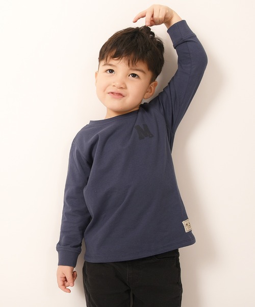 LEAD(リード)の「OCS認証 オーガニックコットン100% ロゴ【イニシャル M】長袖Tシャツ(Tシャツ/カットソー・キッズ・インディゴブルー/マスタード/キャメル/カーキ/コーラル・90/150/100/120/140/130/110)」の3枚目の写真