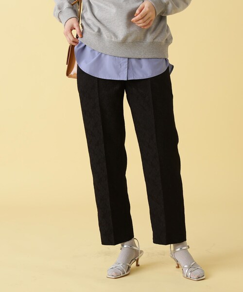 N.（N. Natural Beauty Basic）（エヌエヌナチュラルビューティーベーシック）の「◆ジャガードアンクルテーパードパンツ（スラックス・レディース・ブラック/オフホワイト・MEDIUM）」の5枚目の写真