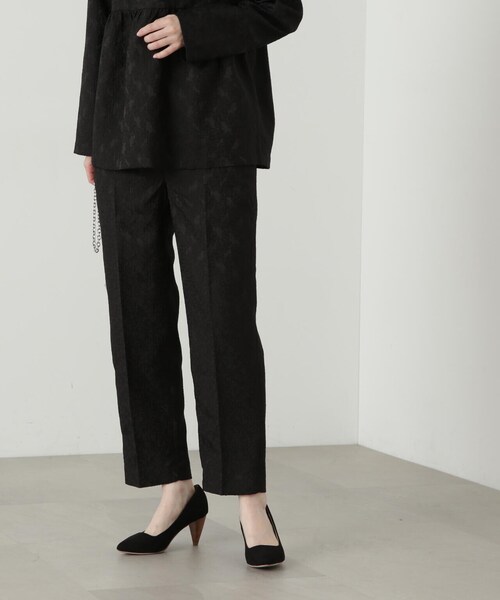 N.（N. Natural Beauty Basic）（エヌエヌナチュラルビューティーベーシック）の「◆ジャガードアンクルテーパードパンツ（スラックス・レディース・ブラック/オフホワイト・MEDIUM）」の8枚目の写真