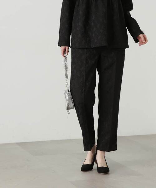 N.（N. Natural Beauty Basic）（エヌエヌナチュラルビューティーベーシック）の「◆ジャガードアンクルテーパードパンツ（スラックス・レディース・ブラック/オフホワイト・MEDIUM）」の9枚目の写真