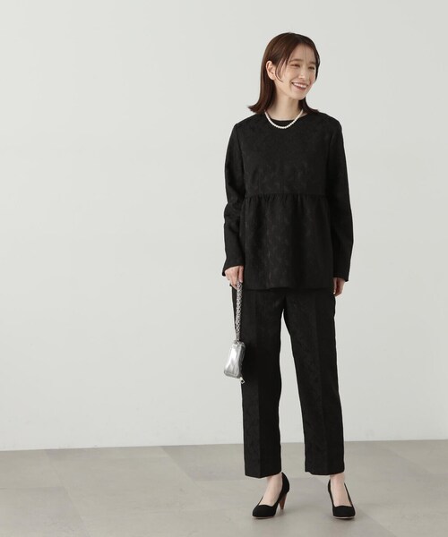 N.（N. Natural Beauty Basic）（エヌエヌナチュラルビューティーベーシック）の「◆ジャガードアンクルテーパードパンツ（スラックス・レディース・ブラック/オフホワイト・MEDIUM）」の11枚目の写真