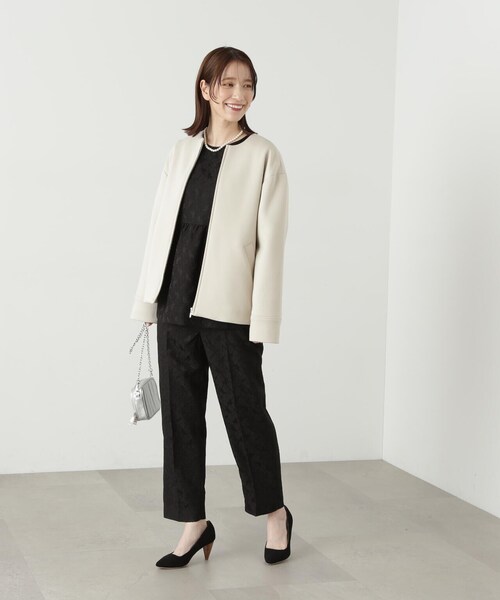 N.（N. Natural Beauty Basic）（エヌエヌナチュラルビューティーベーシック）の「◆ジャガードアンクルテーパードパンツ（スラックス・レディース・ブラック/オフホワイト・MEDIUM）」の14枚目の写真