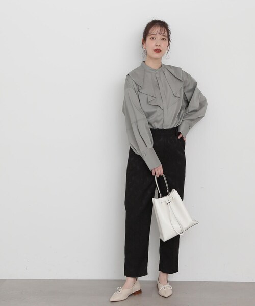 N.（N. Natural Beauty Basic）（エヌエヌナチュラルビューティーベーシック）の「◆ジャガードアンクルテーパードパンツ（スラックス・レディース・ブラック/オフホワイト・MEDIUM）」の19枚目の写真