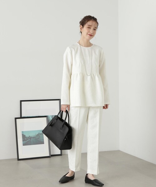 N.（N. Natural Beauty Basic）（エヌエヌナチュラルビューティーベーシック）の「◆ジャガードアンクルテーパードパンツ（スラックス・レディース・ブラック/オフホワイト・MEDIUM）」の22枚目の写真