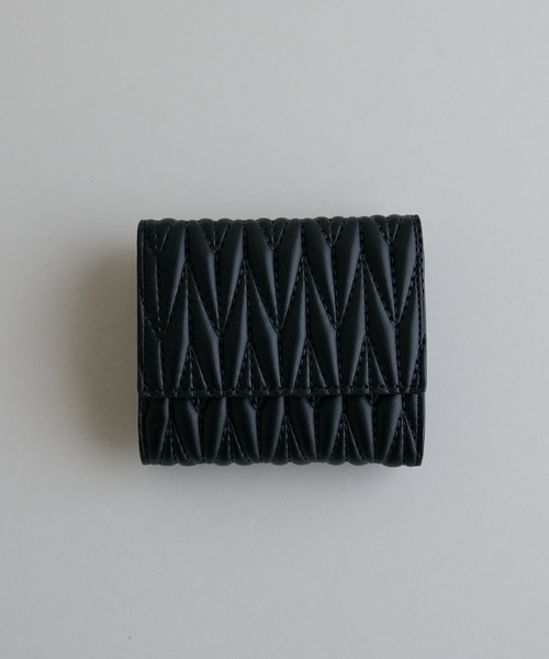 CDロゴ キルティング三つ折り財布 ブラック キルティングロゴミニウォレット ミニ財布 三つ折財布 ピンク