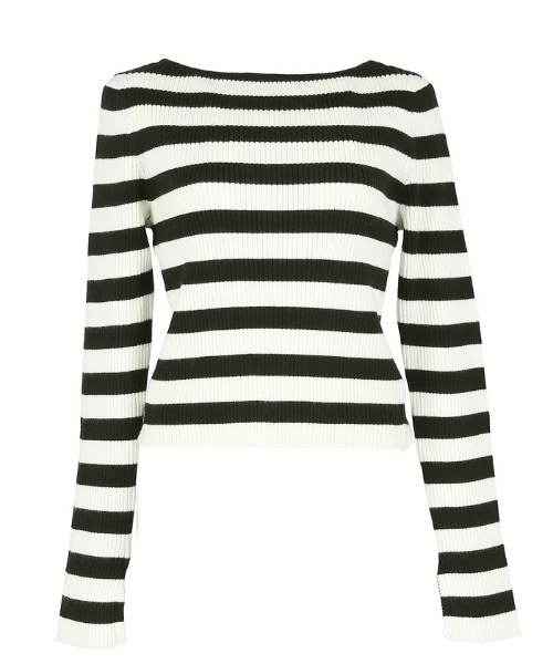 coca（coca）（コカ）の「【WEB限定セール】袖スリットボーダーリブニットトップス（ニット/セーター・レディース・グレー/ブラック・M/L）」の4枚目の写真