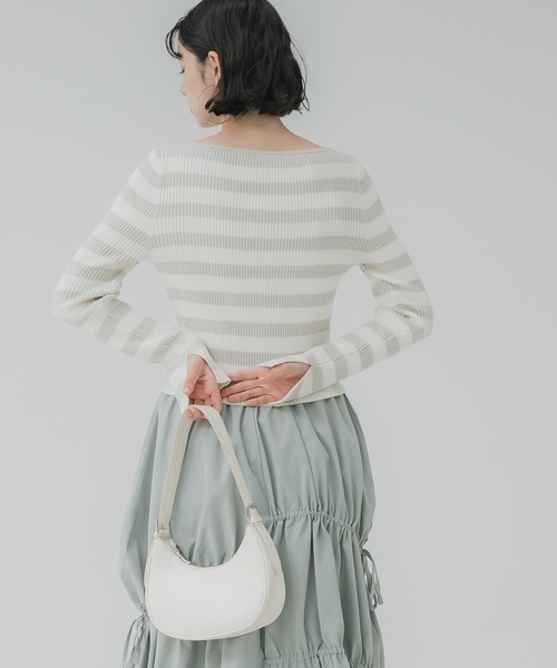 coca（coca）（コカ）の「【WEB限定セール】袖スリットボーダーリブニットトップス（ニット/セーター・レディース・グレー/ブラック・M/L）」の11枚目の写真