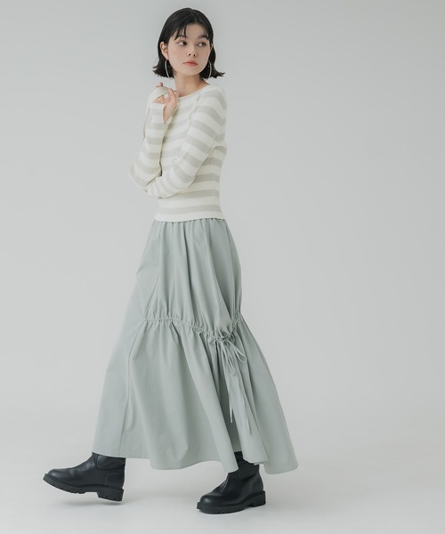 coca（coca）（コカ）の「【WEB限定セール】袖スリットボーダーリブニットトップス（ニット/セーター・レディース・グレー/ブラック・M/L）」の10枚目の写真