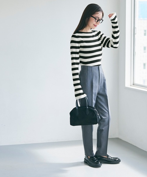 coca（coca）（コカ）の「【WEB限定セール】袖スリットボーダーリブニットトップス（ニット/セーター・レディース・グレー/ブラック・M/L）」の13枚目の写真
