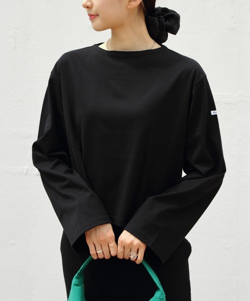 ORCIVAL（オーシバル）の「ORCIVAL/オーシバル　ボートネックロングスリーブショートプルオーバー　ソリッド　BOATNECK LONGSLEEVE SHORT PULLOVER SOLID　OR-0334 BFJ（Tシャツ/カットソー・レディース・ベージュ/ホワイト/ブラック・1）」の7枚目の写真