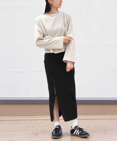 ORCIVAL（オーシバル）の「ORCIVAL/オーシバル　ボートネックロングスリーブショートプルオーバー　ソリッド　BOATNECK LONGSLEEVE SHORT PULLOVER SOLID　OR-0334 BFJ（Tシャツ/カットソー・レディース・ベージュ/ホワイト/ブラック・1）」の18枚目の写真