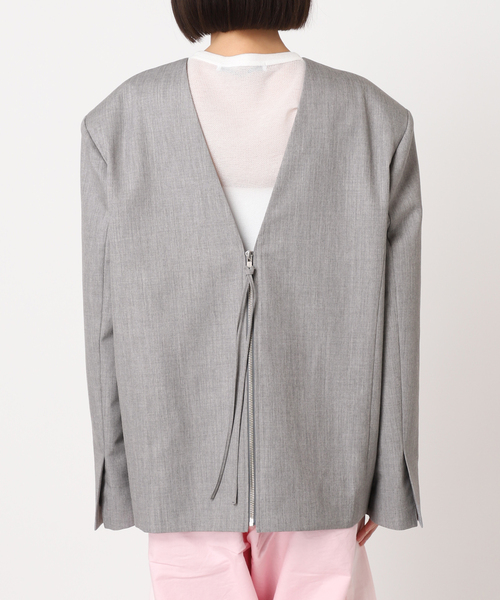 美品　CITYSHOP 2WAY GABARDINE ジャケット ベージュ セール】2WAY GABARDINE ジャケット（ノーカラージャケット