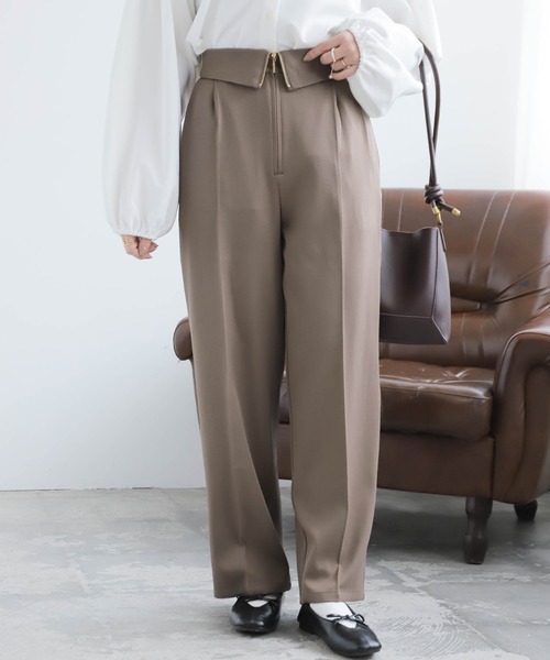 mil(ミル)の「【150㎝前後の小柄さんサイズ】ウエスト折り返しストレートパンツ(その他パンツ・レディース・ブラウン/ピンク/ライトベージュ・M/S/XS)」の8枚目の写真