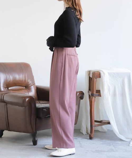 mil(ミル)の「【150㎝前後の小柄さんサイズ】ウエスト折り返しストレートパンツ(その他パンツ・レディース・ブラウン/ピンク/ライトベージュ・M/S/XS)」の5枚目の写真
