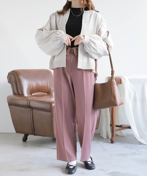 mil(ミル)の「【150㎝前後の小柄さんサイズ】ウエスト折り返しストレートパンツ(その他パンツ・レディース・ブラウン/ピンク/ライトベージュ・M/S/XS)」の7枚目の写真