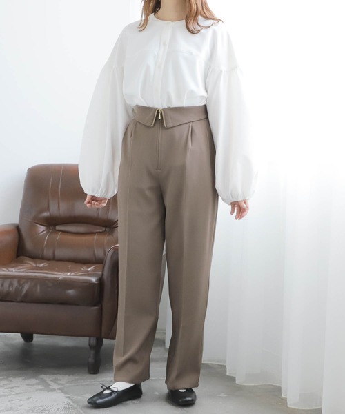 mil(ミル)の「【150㎝前後の小柄さんサイズ】ウエスト折り返しストレートパンツ(その他パンツ・レディース・ブラウン/ピンク/ライトベージュ・M/S/XS)」の9枚目の写真
