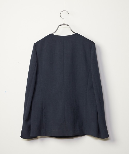 INED CLARO（イネドクラロ）の「【洗えるセットアップ】リネンライクメランジ カラーレスジャケット（スーツジャケット・レディース・ネイビー/モカ・7号/9号/11号）」の11枚目の写真