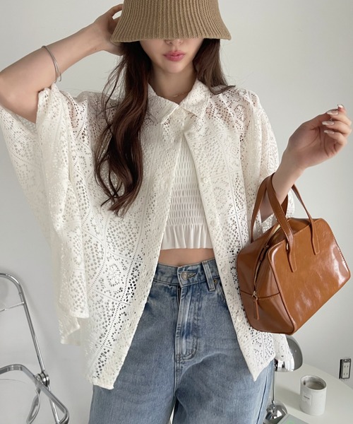 Ada.(エイダ)の「レース ドルマン シャツ(シャツ/ブラウス・レディース・ブラック/アイボリー・FREE)」の9枚目の写真