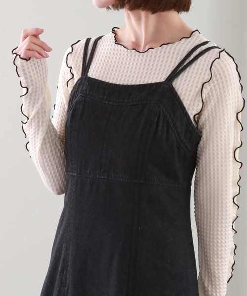 archives(アルシーヴ)の「配色メローチェックJQTOPS(Tシャツ/カットソー・レディース・ピンク系その他/アイボリー/ブラック・MEDIUM)」の4枚目の写真