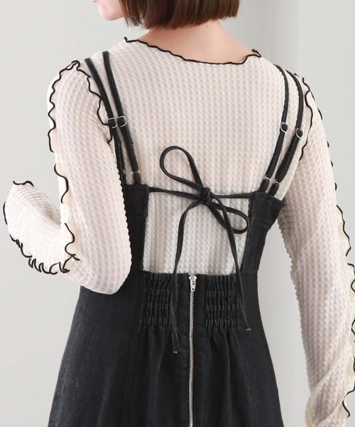 archives(アルシーヴ)の「配色メローチェックJQTOPS(Tシャツ/カットソー・レディース・ピンク系その他/アイボリー/ブラック・MEDIUM)」の6枚目の写真