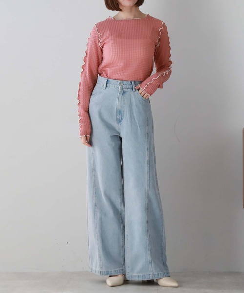 archives(アルシーヴ)の「配色メローチェックJQTOPS(Tシャツ/カットソー・レディース・ピンク系その他/アイボリー/ブラック・MEDIUM)」の16枚目の写真