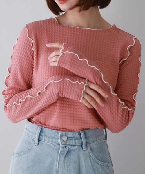 archives(アルシーヴ)の「配色メローチェックJQTOPS(Tシャツ/カットソー・レディース・ピンク系その他/アイボリー/ブラック・MEDIUM)」の12枚目の写真