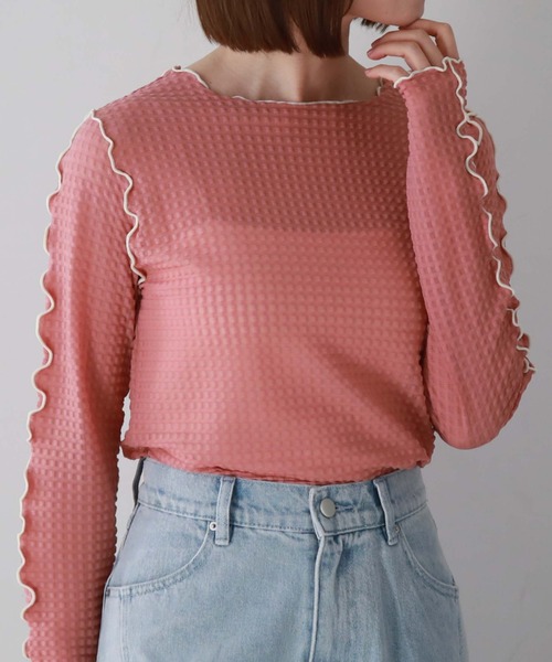 archives(アルシーヴ)の「配色メローチェックJQTOPS(Tシャツ/カットソー・レディース・ピンク系その他/アイボリー/ブラック・MEDIUM)」の14枚目の写真