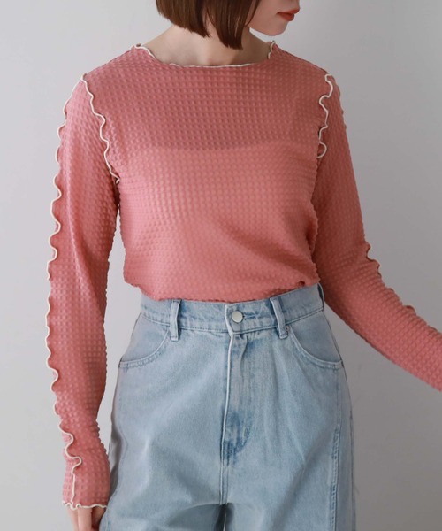 archives(アルシーヴ)の「配色メローチェックJQTOPS(Tシャツ/カットソー・レディース・ピンク系その他/アイボリー/ブラック・MEDIUM)」の15枚目の写真