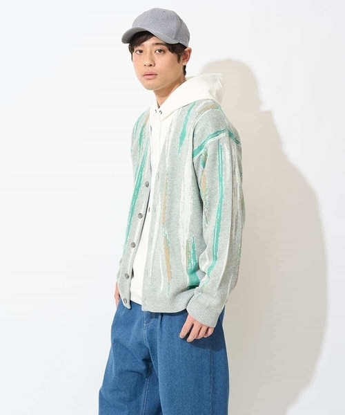 a.v.v（アーヴェヴェ）の「【ユニセックス】柄ジャカードワイドカーディガン（カーディガン/ボレロ・メンズ・ライトグレー/アイボリー・48/46）」の7枚目の写真