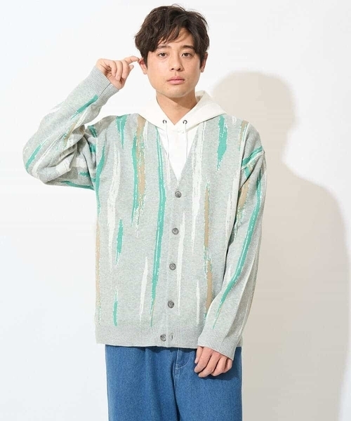 a.v.v（アーヴェヴェ）の「【ユニセックス】柄ジャカードワイドカーディガン（カーディガン/ボレロ・メンズ・ライトグレー/アイボリー・48/46）」の8枚目の写真