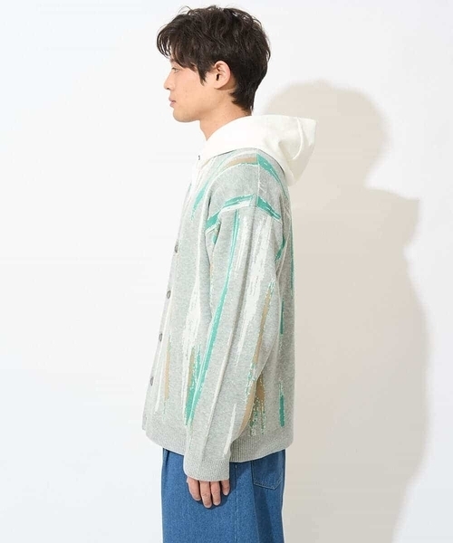 a.v.v（アーヴェヴェ）の「【ユニセックス】柄ジャカードワイドカーディガン（カーディガン/ボレロ・メンズ・ライトグレー/アイボリー・48/46）」の9枚目の写真