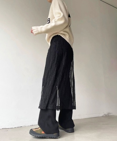 Jewelobe（ジュエローブ）の「エンブロイダリーチュールシアーレイヤードスカート（スカート・レディース・アイボリー/ブラック・FREE）」の4枚目の写真