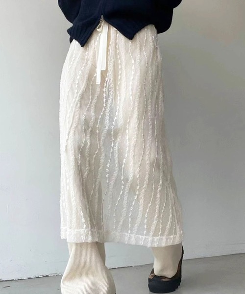 Jewelobe（ジュエローブ）の「エンブロイダリーチュールシアーレイヤードスカート（スカート・レディース・アイボリー/ブラック・FREE）」の7枚目の写真