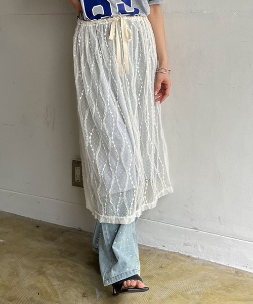 Jewelobe（ジュエローブ）の「エンブロイダリーチュールシアーレイヤードスカート（スカート・レディース・アイボリー/ブラック・FREE）」の14枚目の写真