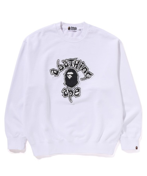 A BATHING APE（アベイシングエイプ）の「MAD APE COLLEGE HEAVY WASHED CREWNECK（スウェット・メンズ・ホワイト/ブラック・MEDIUM/X-LARGE/LARGE/XX-LARGE/SMALL）」の2枚目の写真
