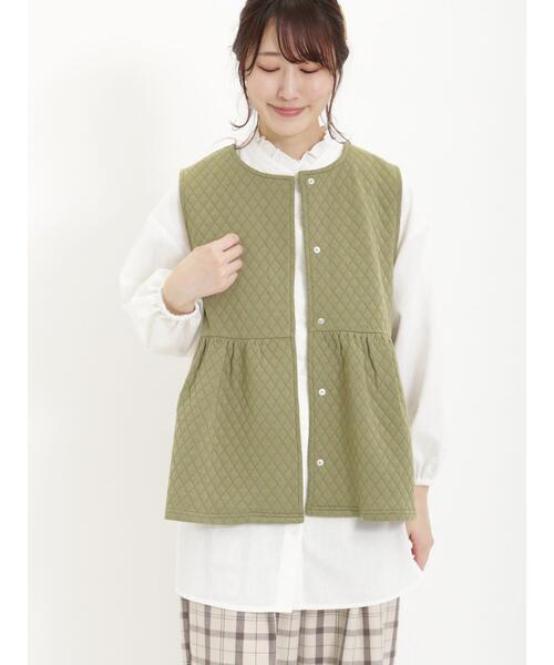 Samansa Mos2（サマンサ モスモス）の「キルトベスト（ベスト・レディース・ブラック/カーキ/キナリ・F）」の4枚目の写真