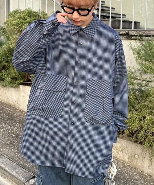CIAOPANIC TYPY(チャオパニックティピー)の「ブロードチェックアウトポケットシャツ(シャツ/ブラウス・メンズ・ネイビー/サックスブルー/オフホワイト・MEDIUM/LARGE)」の12枚目の写真