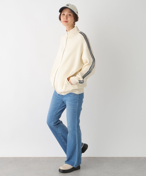 LEPSIM（レプシィム）の「【産前・産後対応】マタニティ／ラインニットカーディガン　992065（マタニティウェア/グッズ・レディース・ダークネイビー/アイボリー・FREE）」の3枚目の写真