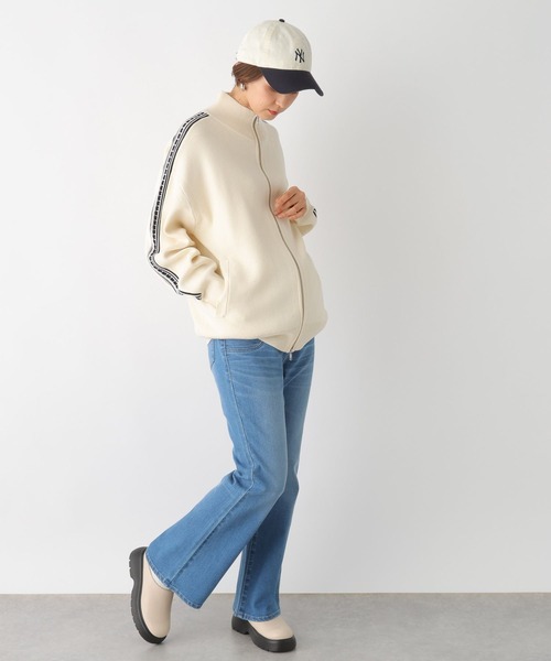 LEPSIM（レプシィム）の「【産前・産後対応】マタニティ／ラインニットカーディガン　992065（マタニティウェア/グッズ・レディース・ダークネイビー/アイボリー・FREE）」の4枚目の写真