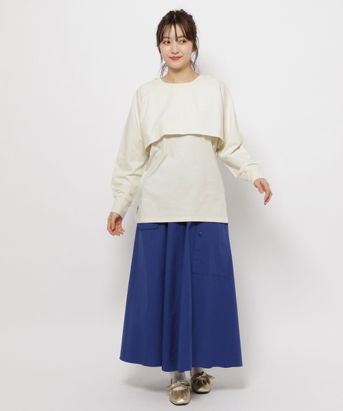 niko and...（ニコアンド）の「クロップドレイヤーセットプルオーバー（Tシャツ/カットソー・レディース・オフホワイト/ラベンダー/チャコール・FREE）」の6枚目の写真