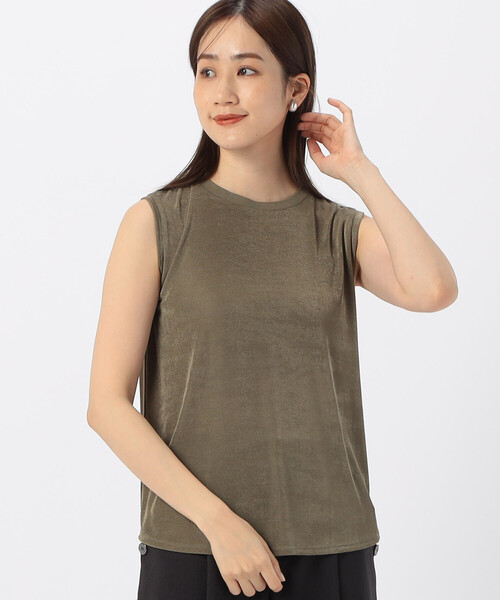 COMME CA ISM(コムサイズム)の「シャイニー タンクトップ(タンクトップ・レディース・アイボリー/ブラック/カーキ・MEDIUM/LARGE)」の3枚目の写真